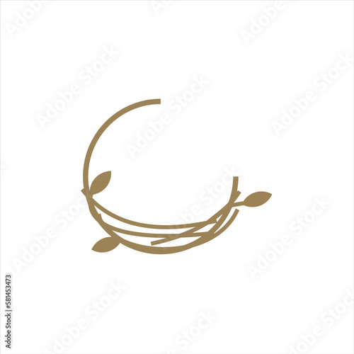 Nest bird logo. Logo is shaped with lines forming  a nest in brown gradient color, creating a nest bird logo.