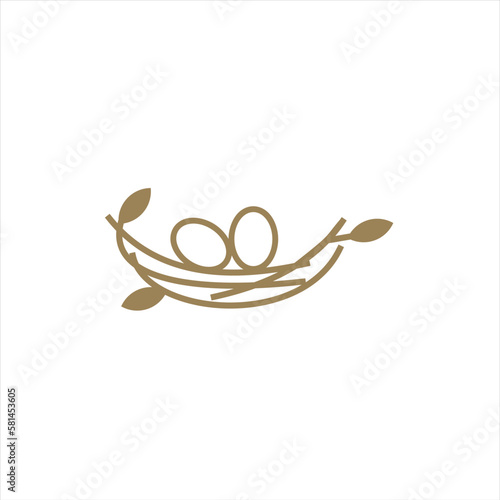 Nest bird logo. Logo is shaped with lines forming  a nest in brown gradient color, creating a nest bird logo.