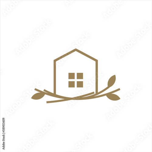 Nest bird logo. Logo is shaped with lines forming  a nest in brown gradient color, creating a nest bird logo.