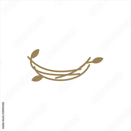 Nest bird logo. Logo is shaped with lines forming  a nest in brown gradient color  creating a nest bird logo.