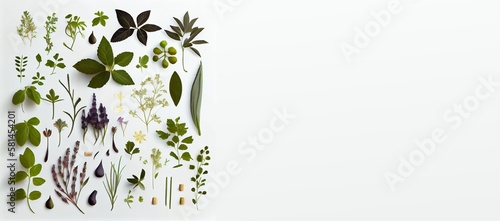 A heart made of herbs and spices on a white background. Generative AI  Generative  AI