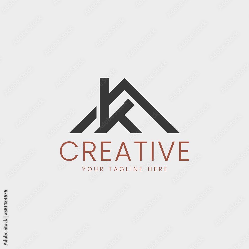 Initial K Combine With Top House Icon Simple Logo Design. Letter K Home Logo Identity for Branding, Business, Real Estate, building, landmark