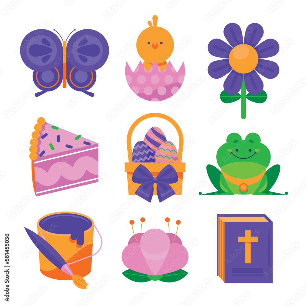 Fototapeta premium set of animals and Easter seamless pattern with rabbits and bunny free vector