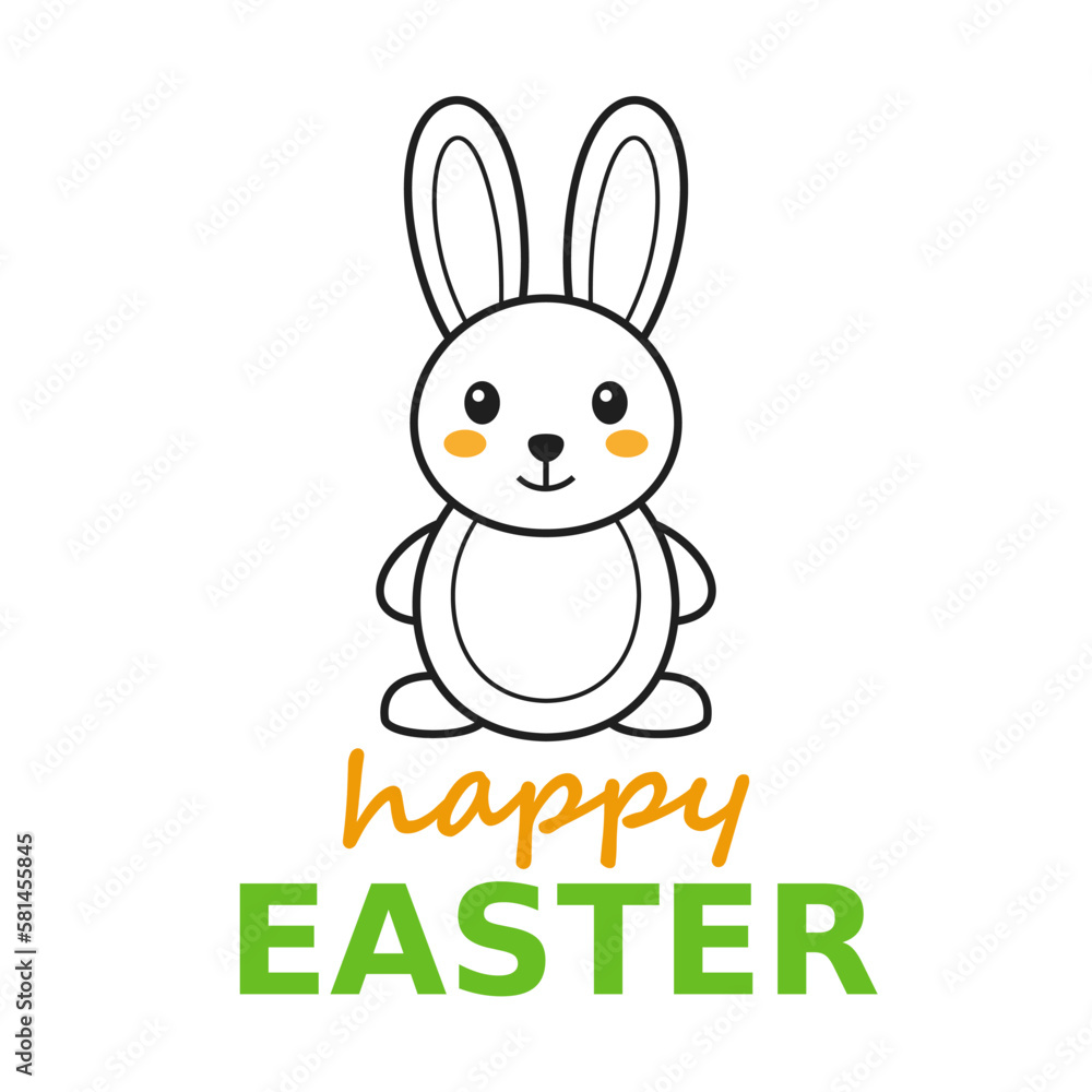 Happy Easter design with cute bunny, vector illustration Happy Easter design with cute bunny, vector illustration
