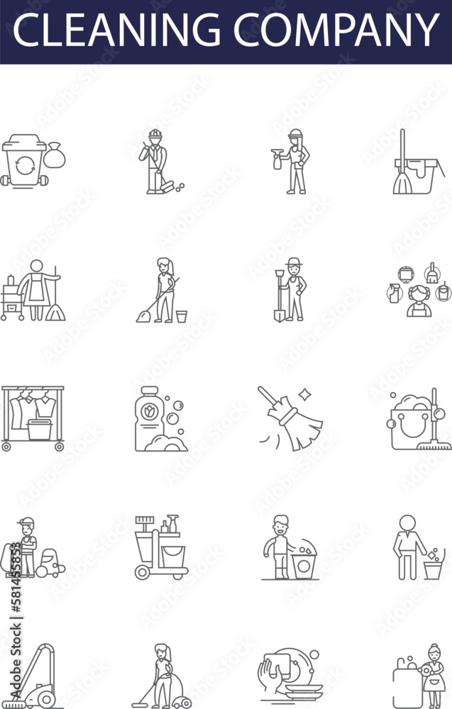 Cleaning company line vector icons and signs. Company, Services ...