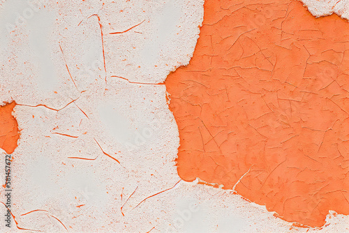 orange and white cracked wall background, generative ai