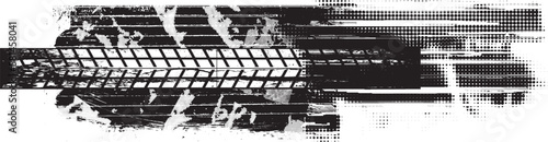 Vector Print Textured Tire Track . Design Element . Car tread arrow silhouette . Mud splash grunge tire texture. Tyre track banner .