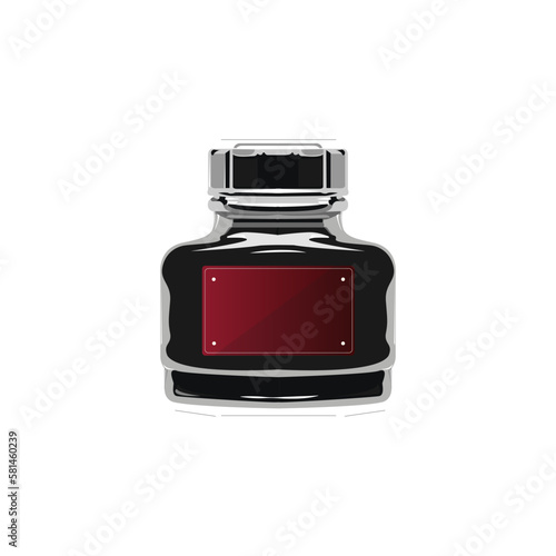 bottle of ink isolated on white background, vector, illistration, and bussines 