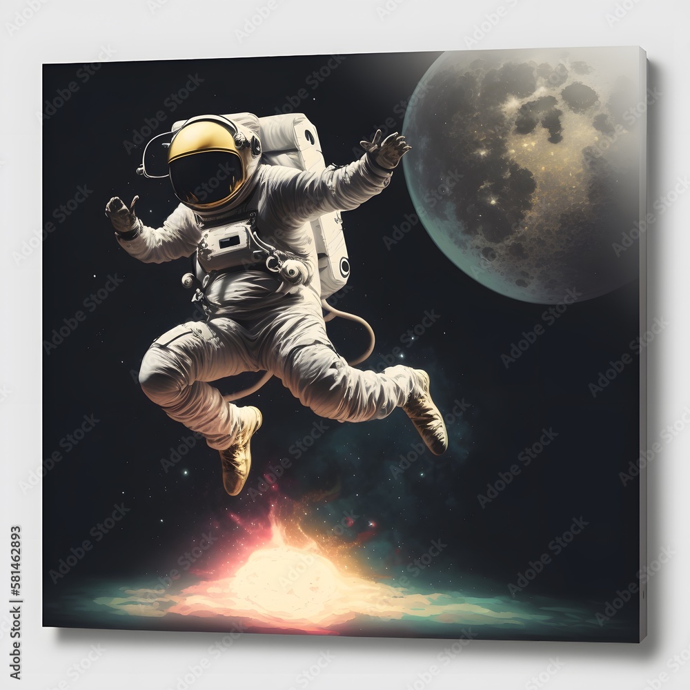 Fototapeta premium Astronaut on moon created using Generative AI Technology