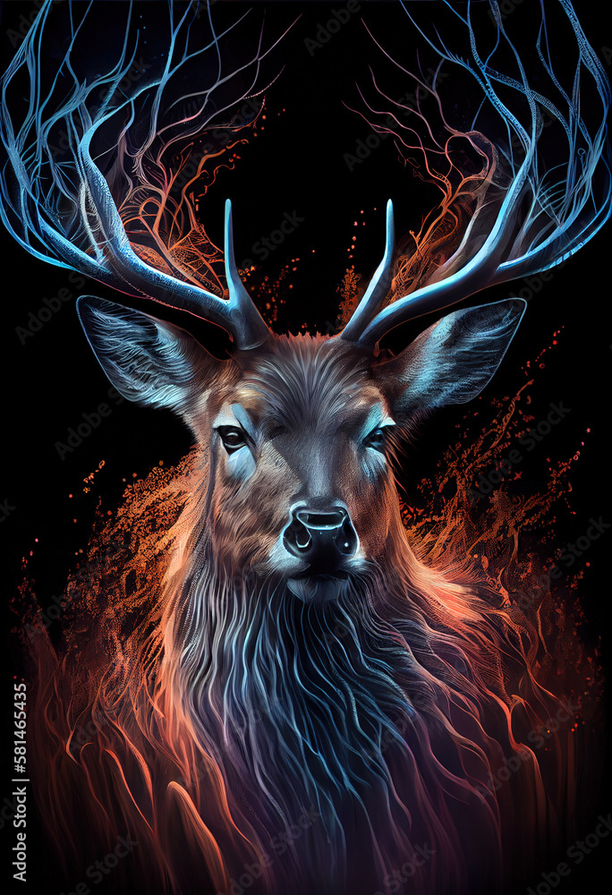 Deer print. AI render. Stock Illustration | Adobe Stock