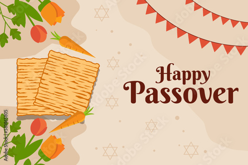 happy passover horizontal banner illustration in flat design