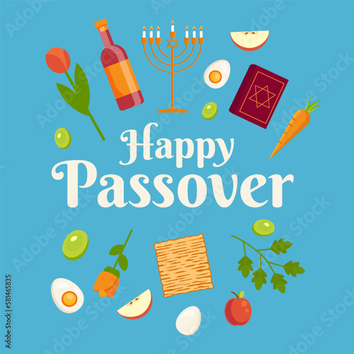 happy passover illustration in flat design style