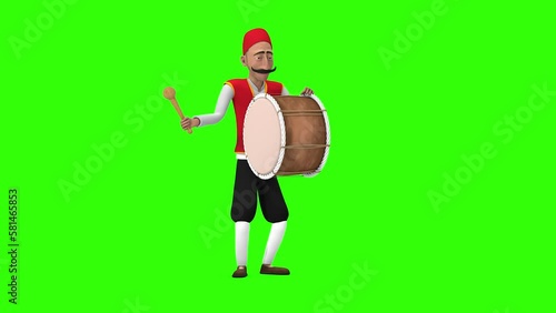 Ramadan drummer playing drum 3D Rendering