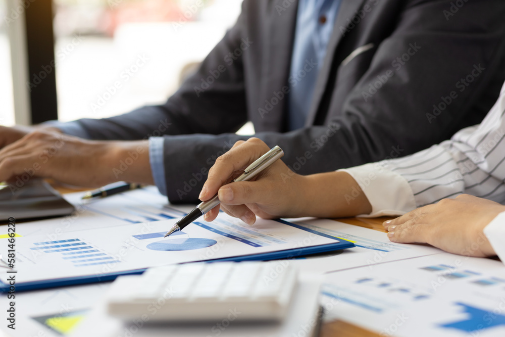 Business colleague team working and analyzing with new project of accounting finance, Idea presentation and meeting strategy plan of financial business investment advisor. Business colleague team working and analyzing with new project of accounting finance, Idea presentation and meeting strategy plan of financial business investment advisor.