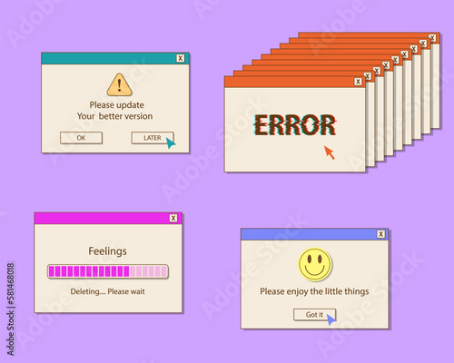 popup pc widow 90s,  y2k windows on computer pc desktop retro screen