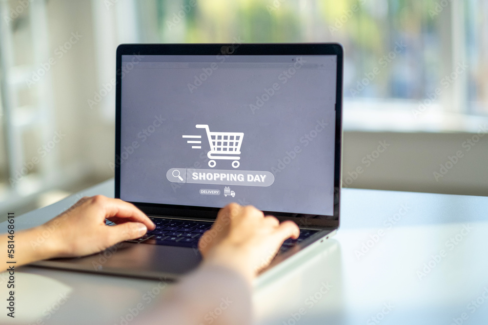 Woman's hands entering online shopping business woman working from home online shopping e-commerce internet banking Woman's hands entering online shopping business woman working from home online shopping e-commerce internet banking