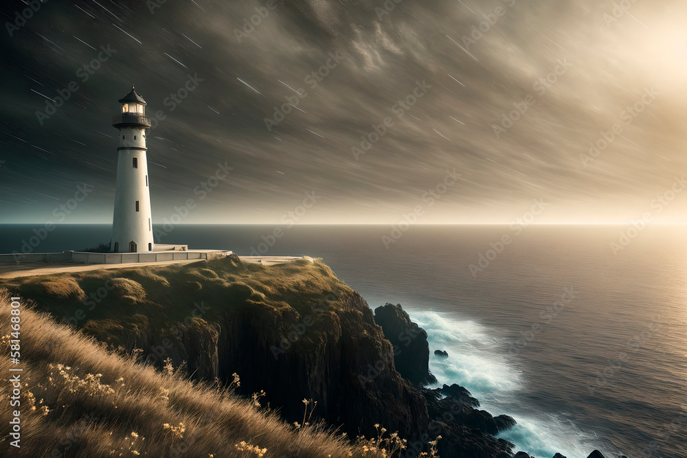 lighthouse concept art illustrtion. Generative ai.