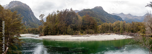 Beautiful turquoise river on the Milford Track, Fiordland National Park, New Zealand
