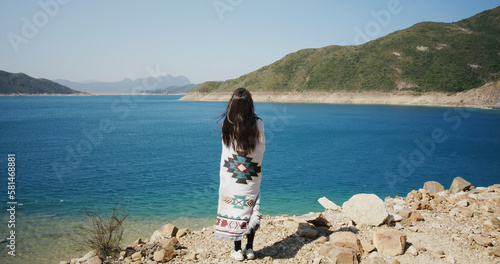 Woman enjoy the scenery landscape view
