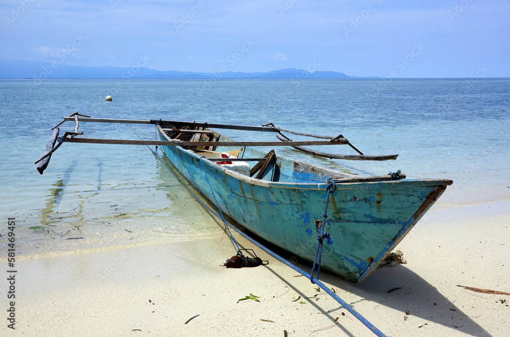 Boat on a beach in Indonesia