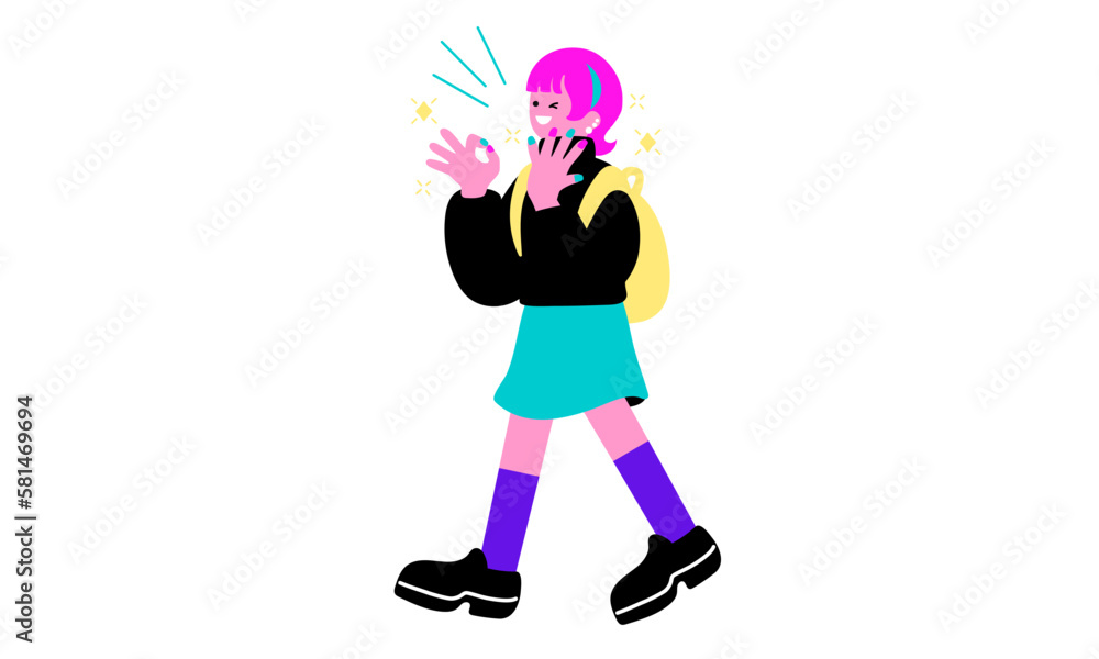 ネイルをして喜ぶ女性のイラスト
ネイルをして喜ぶ女性のイラスト
