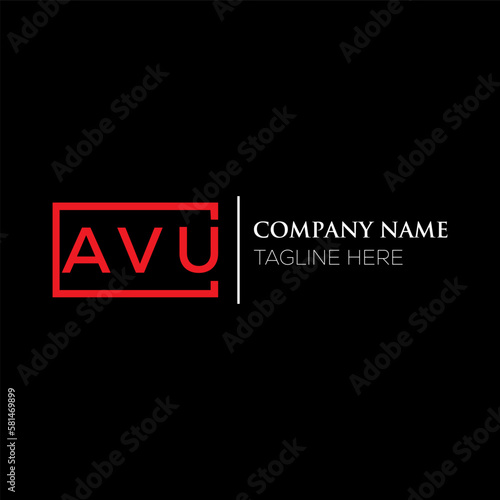 AVU letter logo design on black background. AVU creative initials letter logo concept. AVU letter design. AVU letter design on black background. AVU logo vector.
 photo