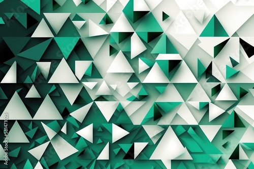 Island green & white abstract geometric background, generative AI