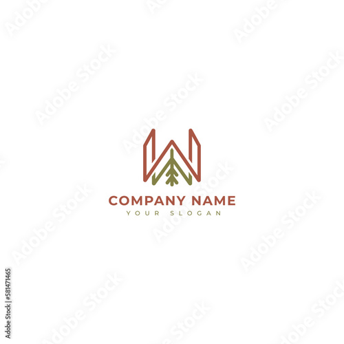 Letter W nature logo vector design template