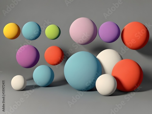  set of overlapping sphere shapes in a variety of colors created with Generative AI technology