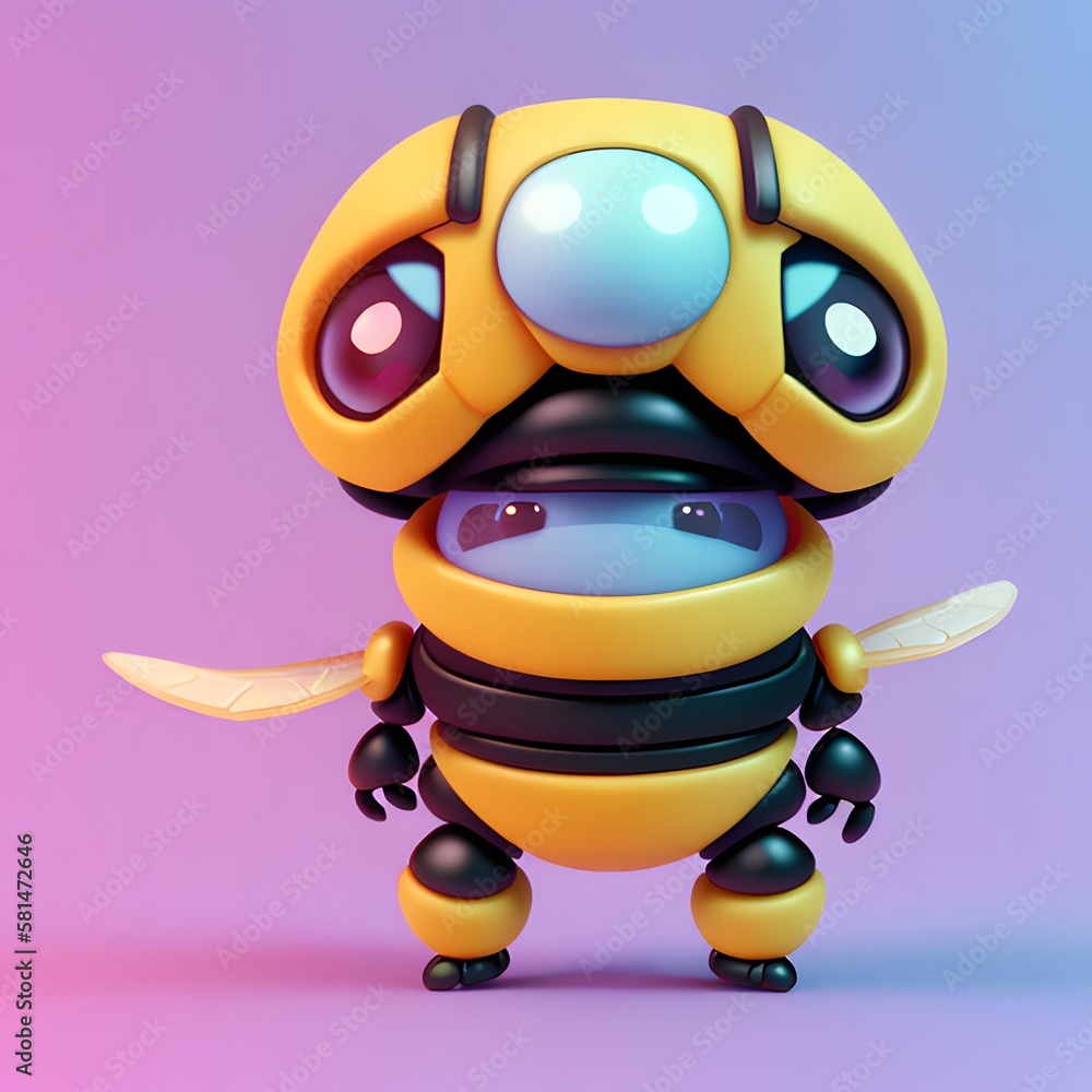 tiny cute Bumble bee created with Generative AI technology tiny cute Bumble bee created with Generative AI technology