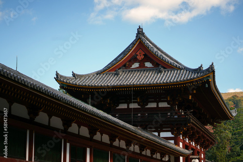 Decorative clay roof of Japan heritage temple building