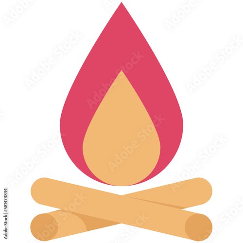 Campfire Vector Color Illustration Vector Icon which can easily modify or edit

