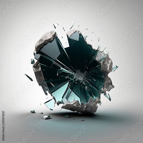 Glass. Shards of glass on a light background. Ordinary glass. Generative AI.