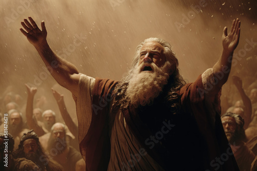 Fényképezés Moses Parting the Red Sea, AI Generative