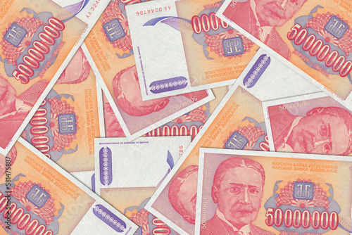 Yugoslav dinar. Close up money from the former republic of Yugoslavia. Yugoslav currency.3D render