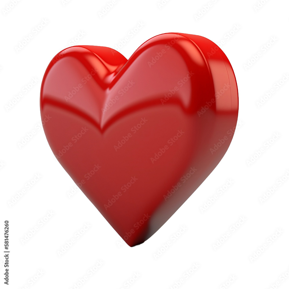 3d heart icon isolated on white, transparent background, PNG, generative ai