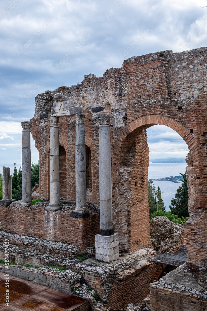 Remains of a Greek theater in Taormina - Sicily