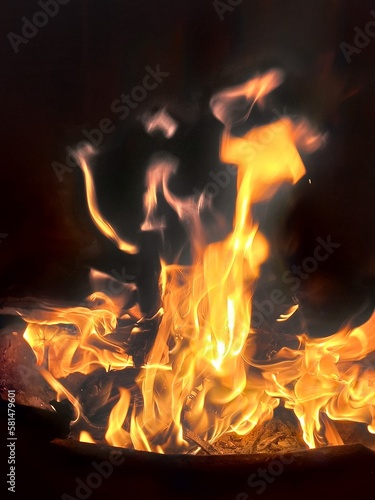 Fire in fireplace 
