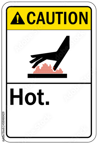 Hot warning sign and labels