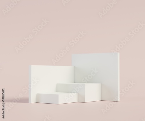 3D Rendering abstract minimal showcase, mockup for product scene, abstract walls and cube .