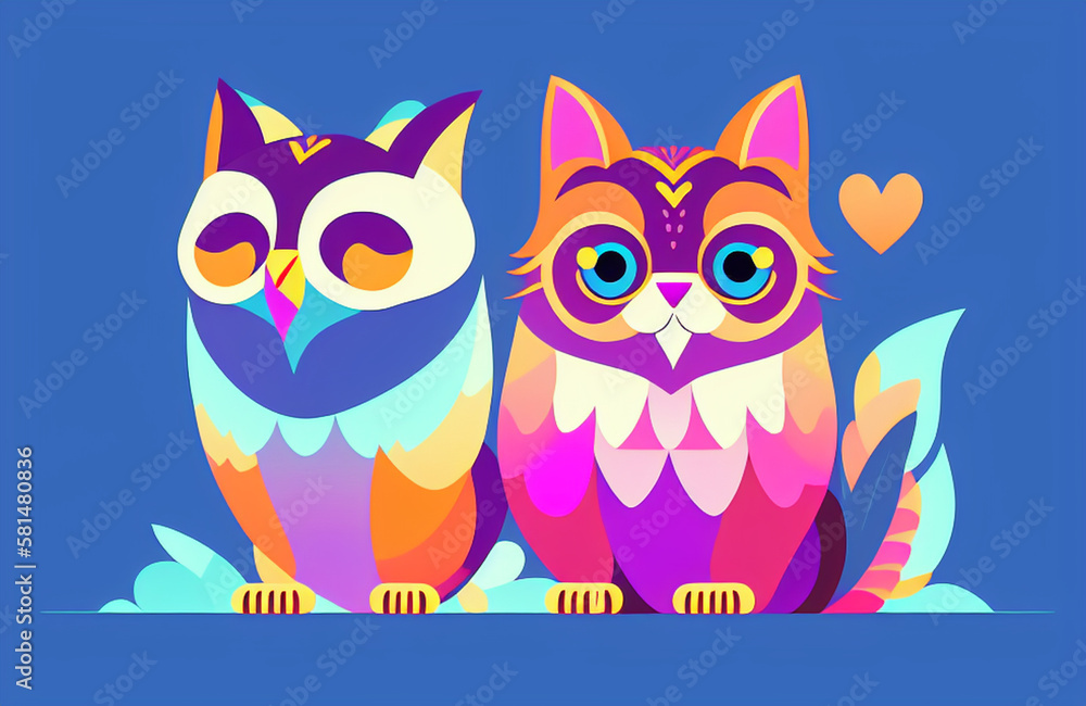 Fototapeta premium multicolor vector style owl illustration