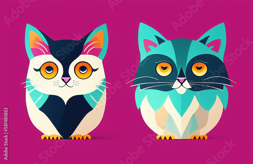 multicolor vector style owl illustration © lndstock