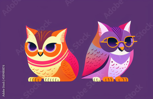 multicolor vector style owl illustration
