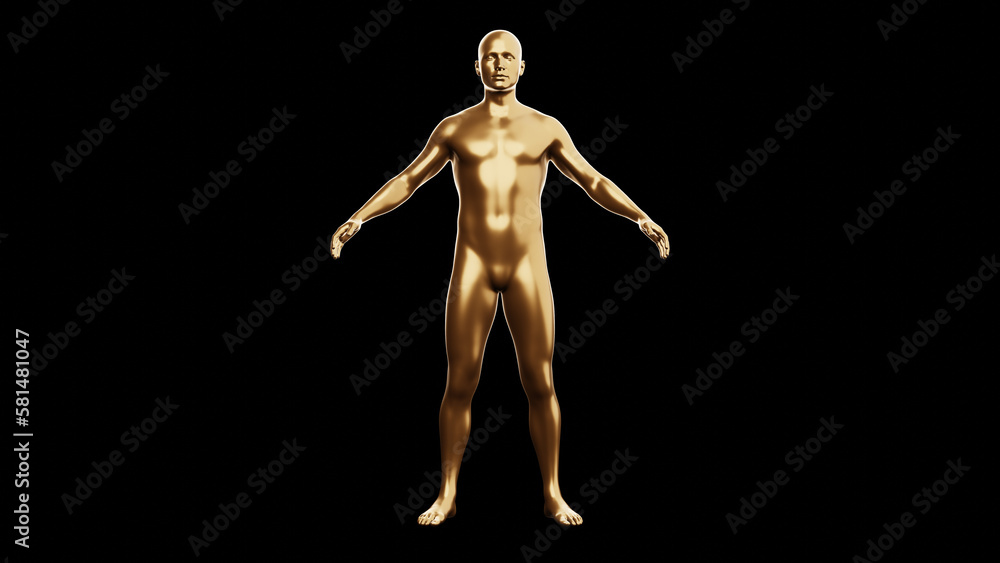Beautiful young metallic gold man posing, isolated on black background. 3d illustration (rendering). Golden mannequin, android. Beautiful young metallic gold man posing, isolated on black background. 3d illustration (rendering). Golden mannequin, android.