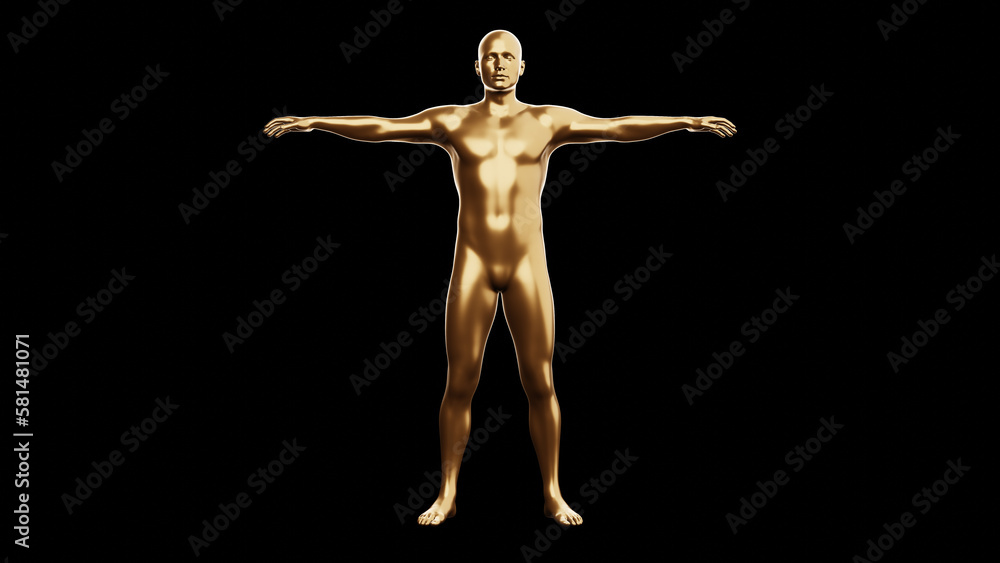 Beautiful young metallic gold man posing, isolated on black background. 3d illustration (rendering). Golden mannequin, android. Beautiful young metallic gold man posing, isolated on black background. 3d illustration (rendering). Golden mannequin, android.