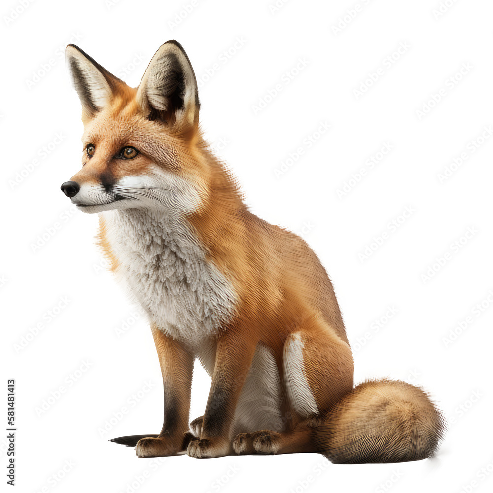 brown fox isolated on white brown fox isolated on white
