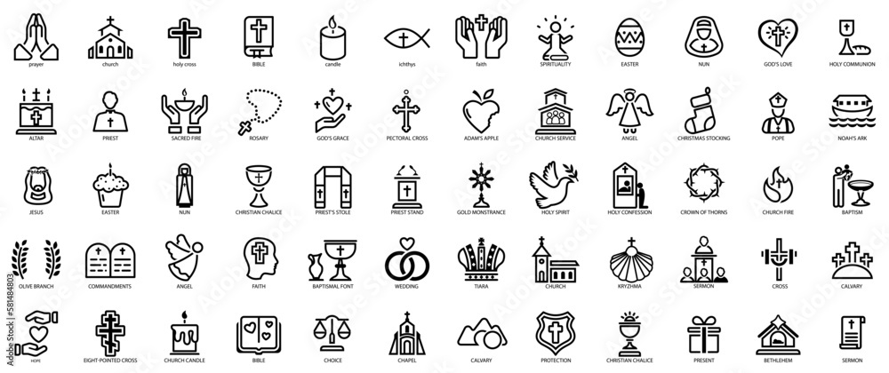 Fotografie Religious icons. Christian vector set icon