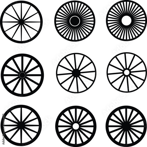 Wagon wheels silhouette. wheels vector