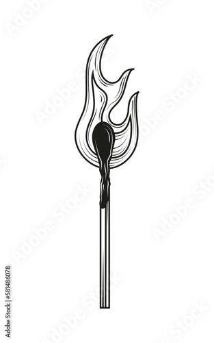 flaming match minimalist tattoo