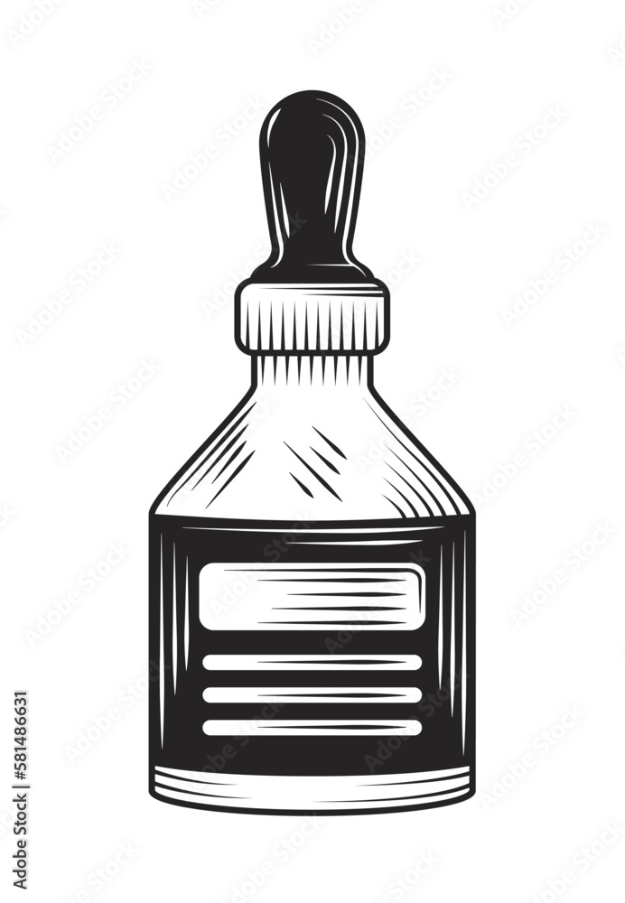 Fototapeta premium dropper ink bottle art doodle
